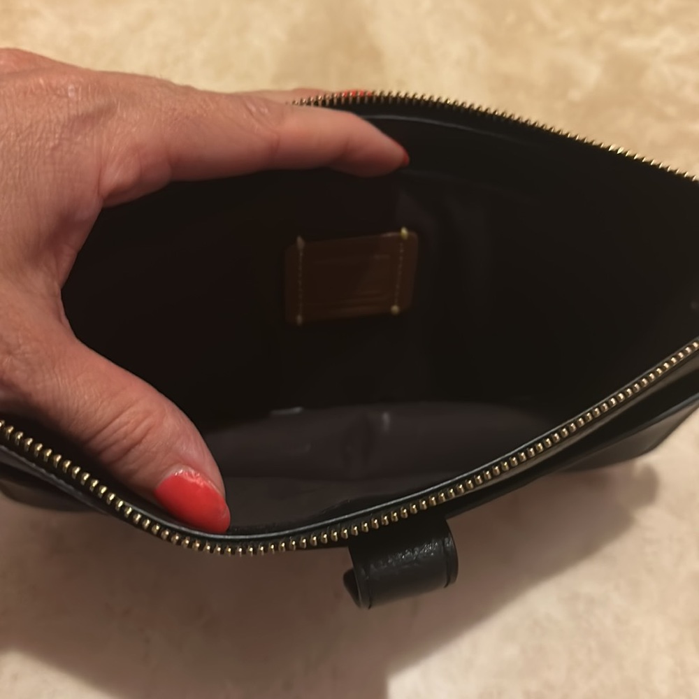 Coach Pebbled Leather Black Crossbody Wristlet - Picture 5 of 14